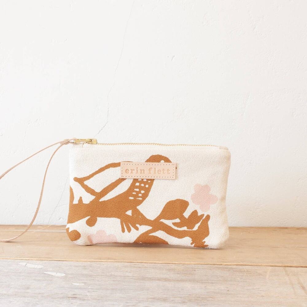 Erin Flett NWT Handmade Barkcloth Wristlet Pouch Maine Cotton Canvas